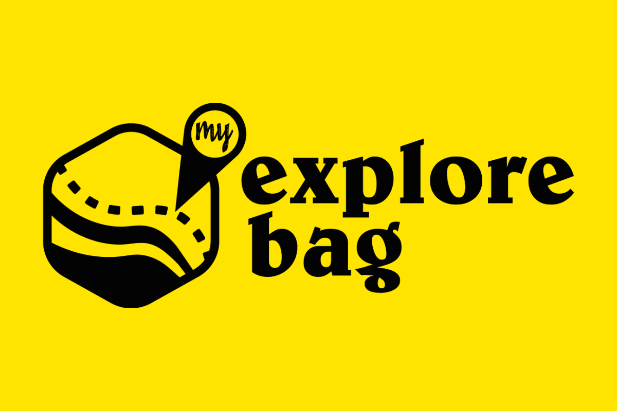 Logo de la startup my Explore Bag sur fond jaune