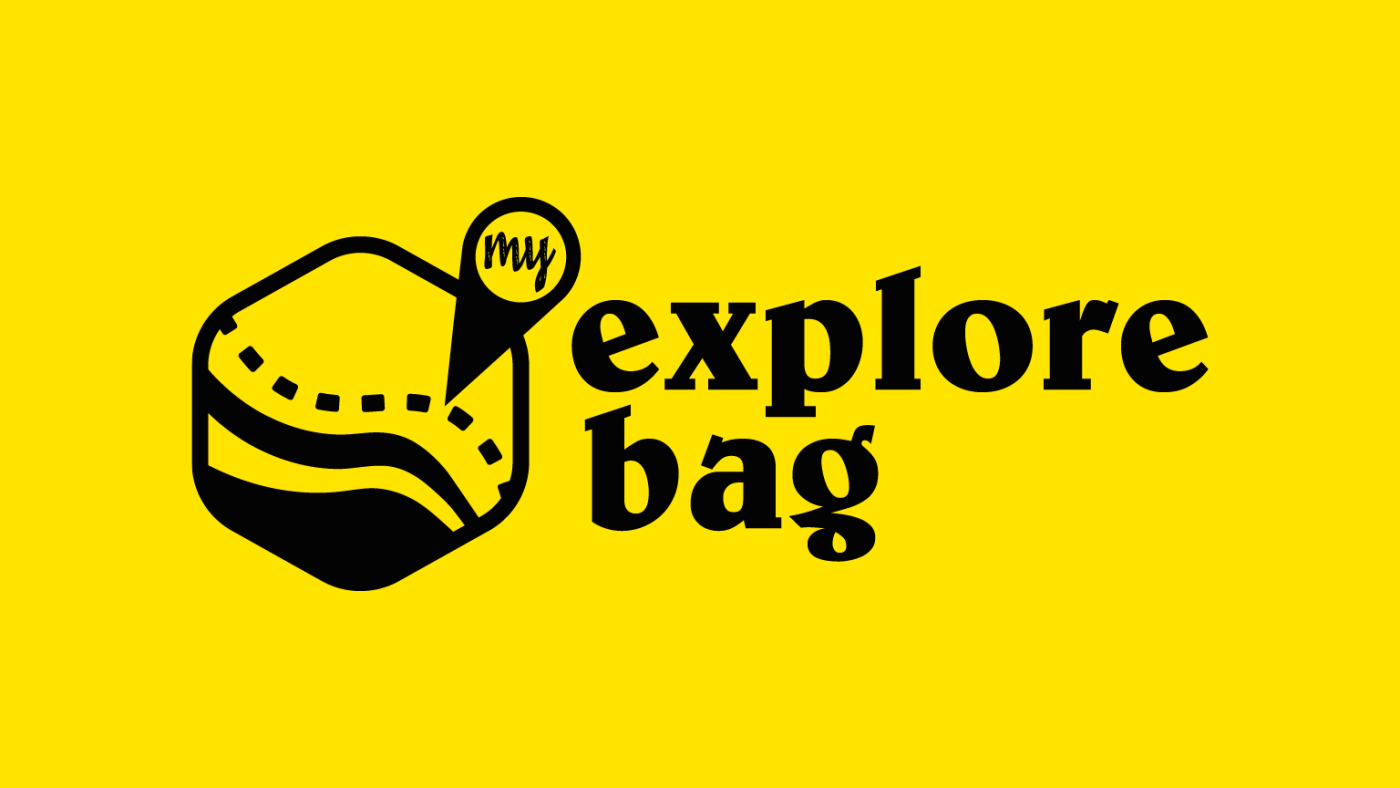 Logo de la startup my Explore Bag sur fond jaune